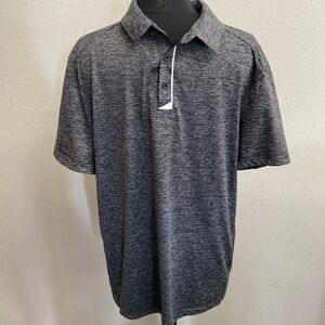 Zyia Active Mens L Gray Space Dye Performance Golf Polo Shirt Excellent Stretch
